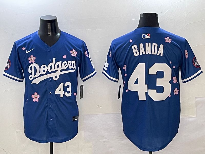 Men Los Angeles Dodgers 43 Banda Blue Sakura Edition 2025 Nike MLB Jersey style 2